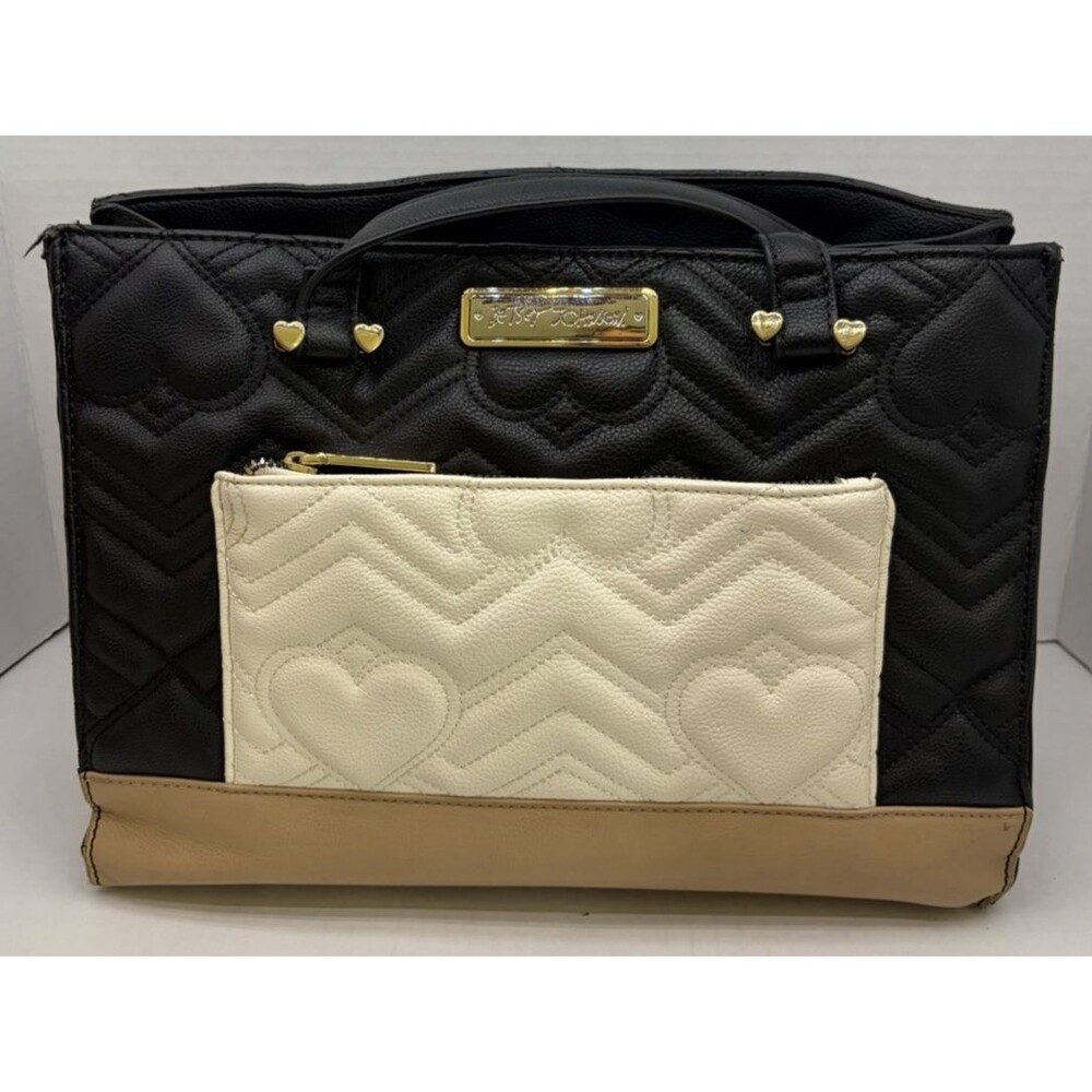 Betsey Johnson Quilted Heart Tricolor Large Handbag